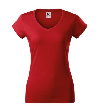 Červené dámské tričko k vlastnímu potisku Malfini s výstřihem do V