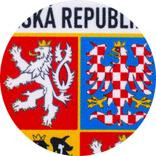 Detail sublimačního tisku na textil, motiv českého státního symbolu