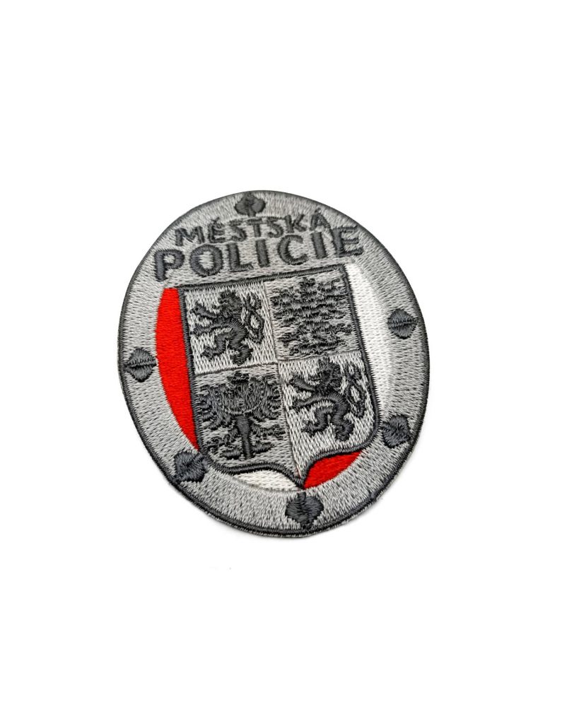 Nášivka na uniformu městské policie, celovyšitá, šedá
